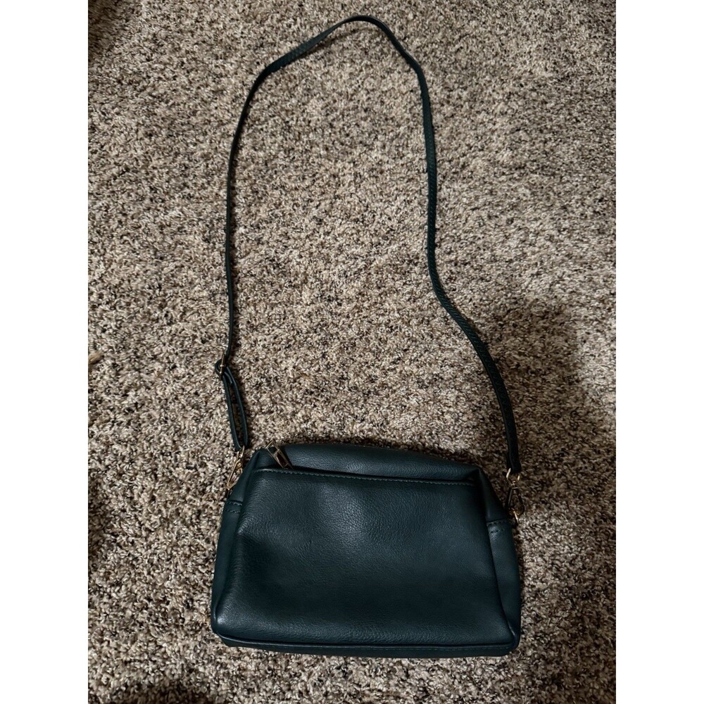 FashionPuzzle Teal Green Crossbody Bag Gold Hardware Double Zip Purse